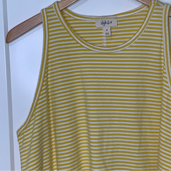Style & Co Tank Top Yellow White Striped 2X - Picture 3 of 9